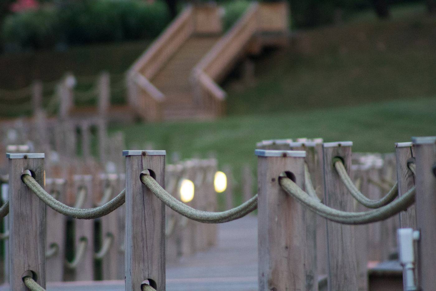 Roped walkway leading to the water on Lake Norman